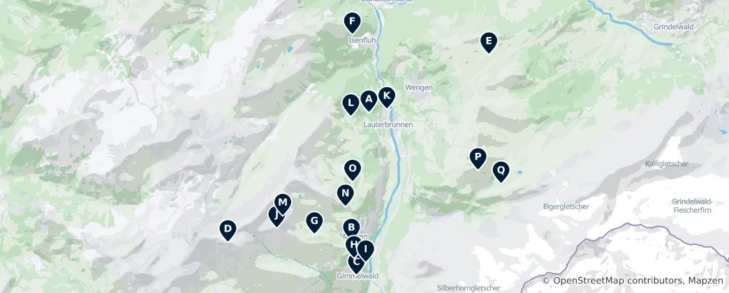 Map of Swiss Mountain Cable Cars & Lifts