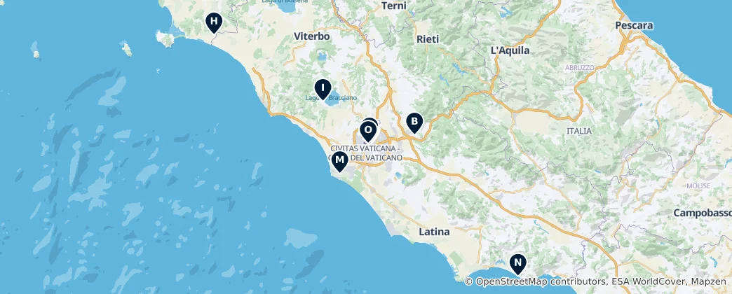 Map of Museums & Art in Lazio