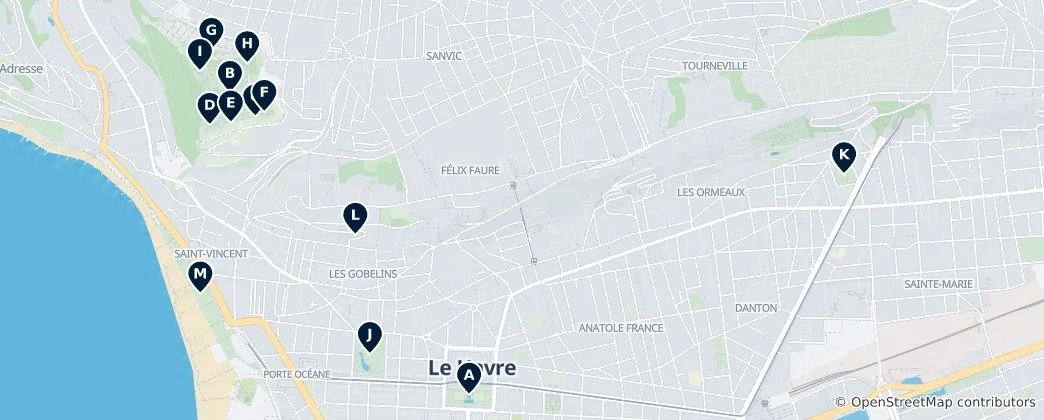 Mapa Le Havre Parks and Gardens