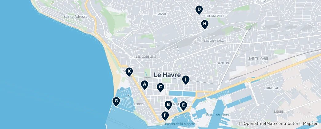 Mapa Le Havre's Architectural Heritage