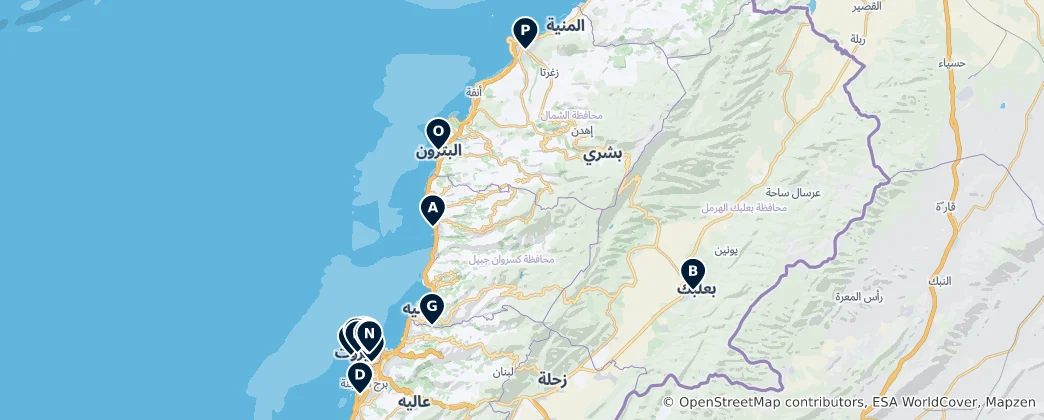 Mappa di Lebanon Essentials
