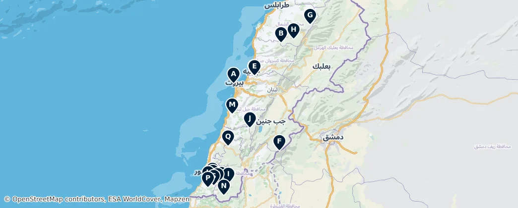 Lebanon's Natural Wonders — Map