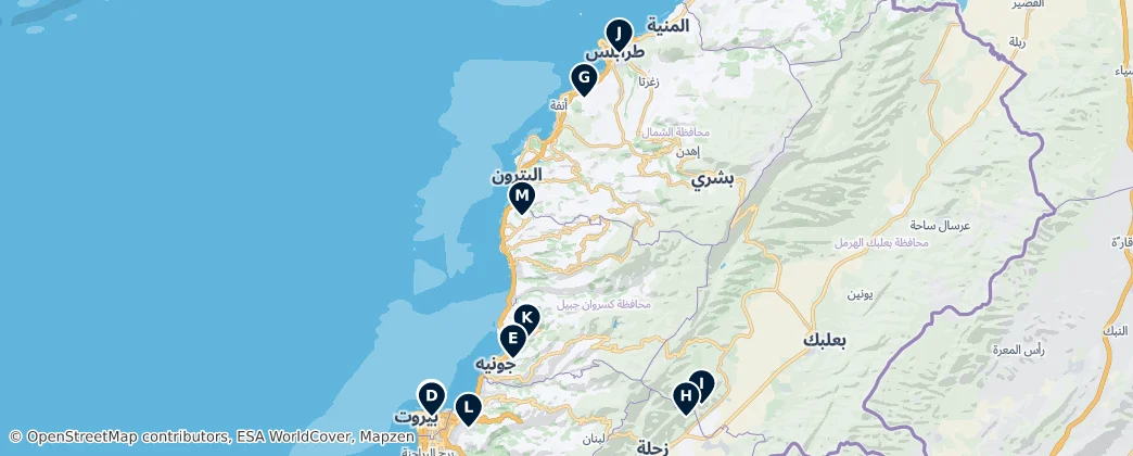 Lebanon's Sacred Sites — Map