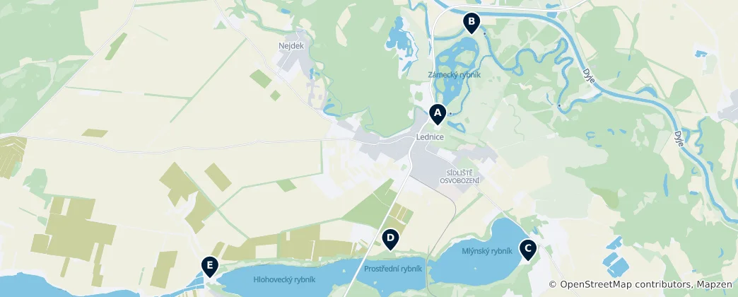 Map of Lednice-Valtice UNESCO Landscape