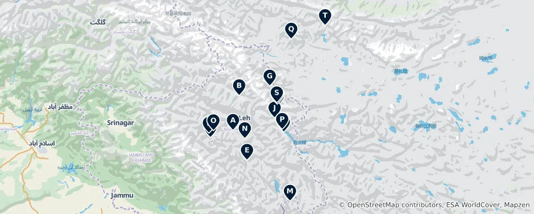 Map of Alpine Campsites and Shelters