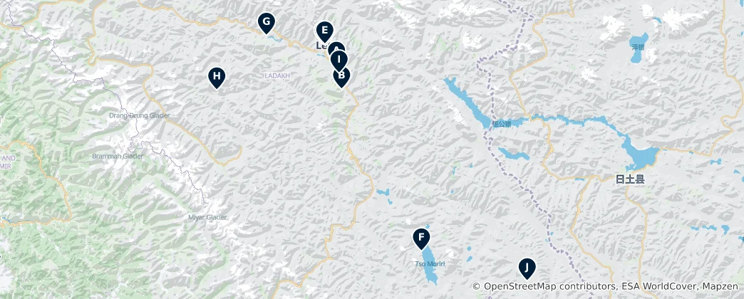 Map of Ladakh's Buddhist Gompas