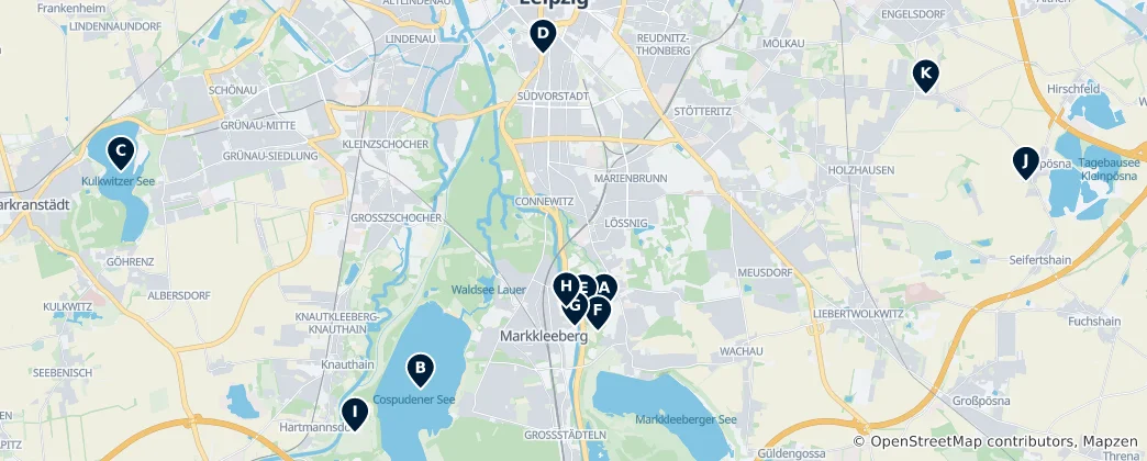 Map of Leipzig's Parks and Lakes