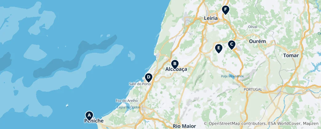 Mapa Hidden Gems of Leiria District