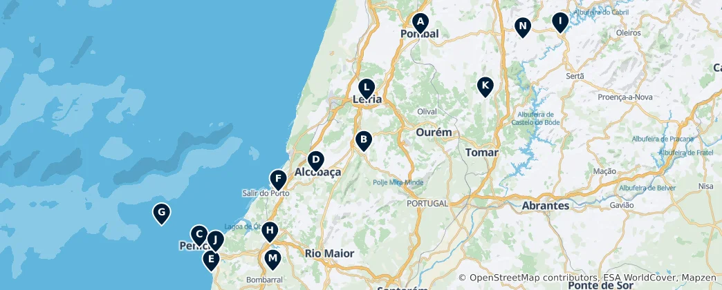 Carte de Historic Sites in Leiria District