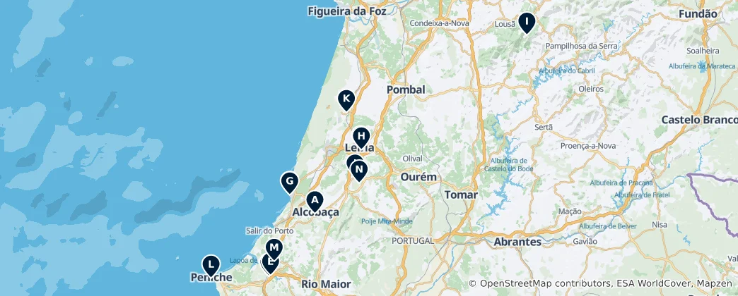 Carte de Religious Sites in Leiria District