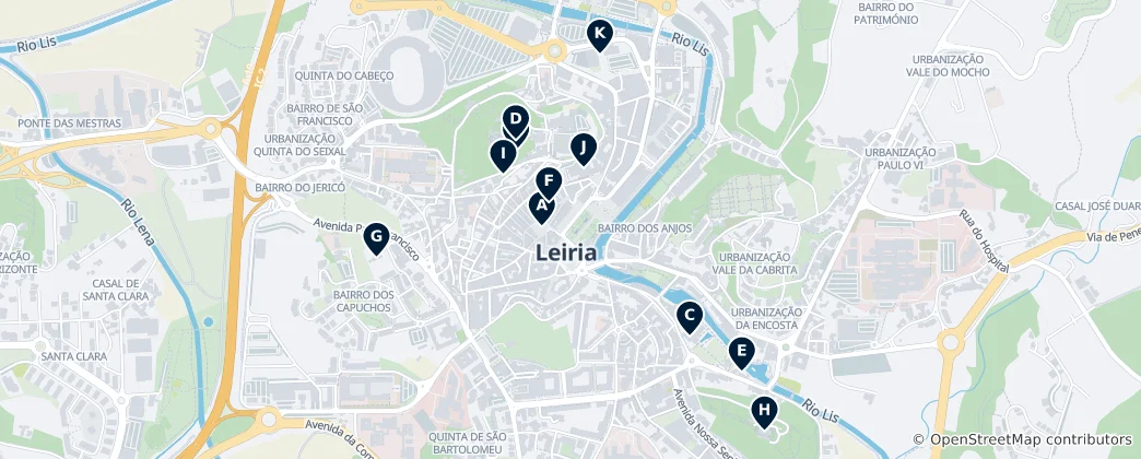 Leiria's Essential Landmarks 지도