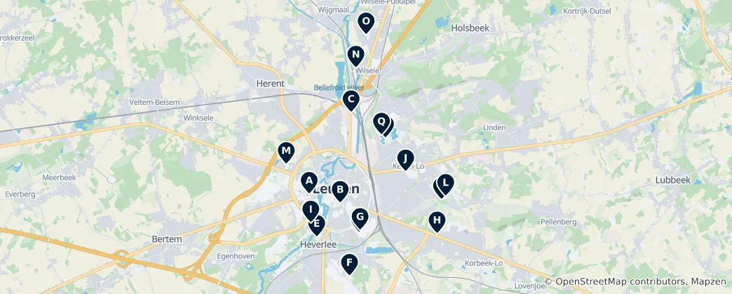 Mapa Parks and Recreation in Leuven