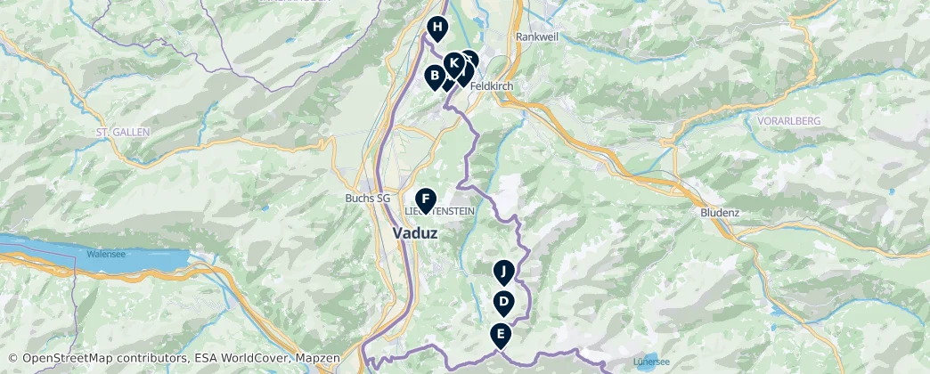 Map of Hidden Gems of Liechtenstein