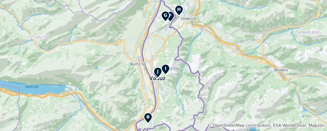 Liechtenstein Highlights Haritası