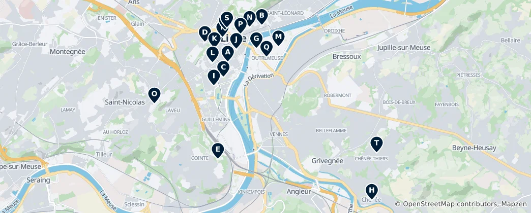 Map of Historic Churches of Liège