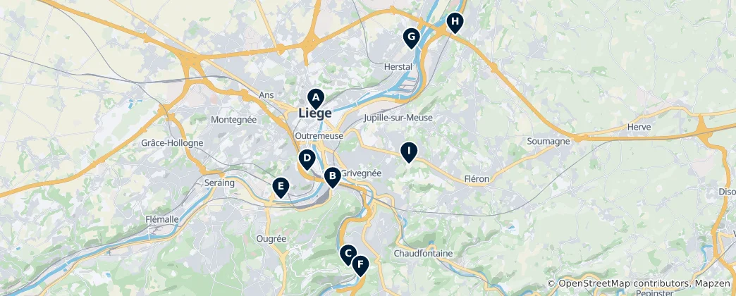 Map of Liège Castles and Fortifications
