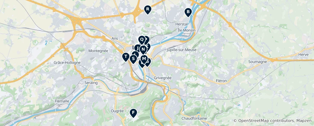 Kaart van Liège Museums Explorer