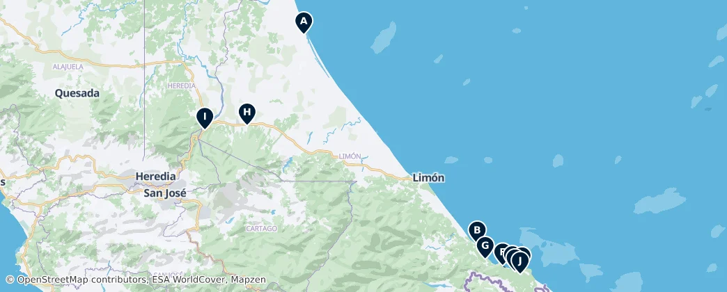 Limón Province Essentials — Mappa