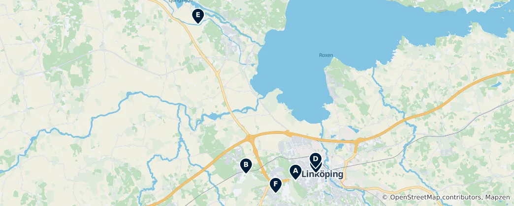 Mapa Top Museums in Linköping