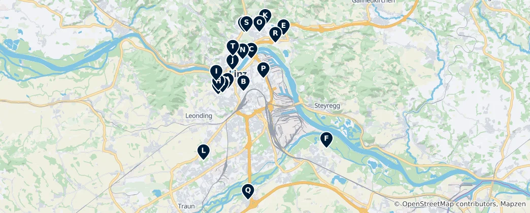 Mapa Linz Recreational Spots
