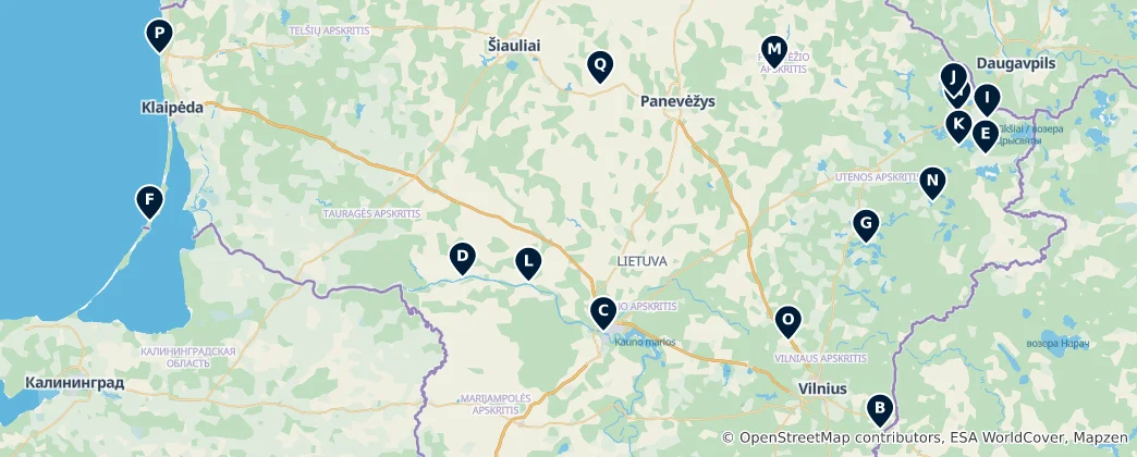 Mapa Lithuanian Fortifications and Towers