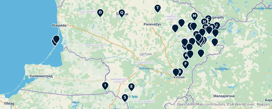 Mappa di Lithuanian Lakes and Natural Wonders