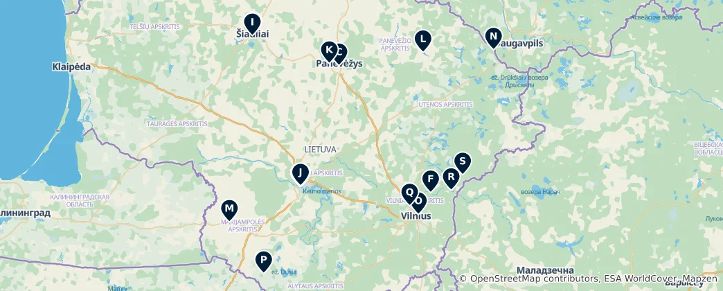 Mapa de Lithuania's Sacred Sites