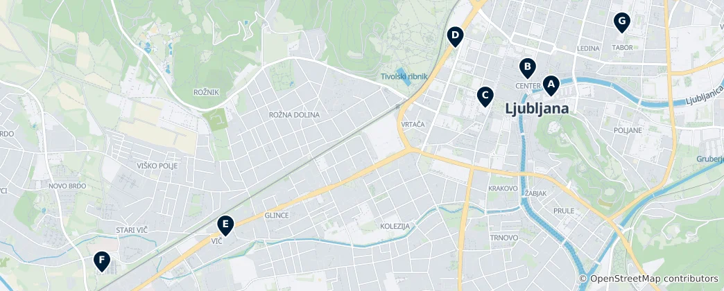 Map of Historic Churches of Ljubljana