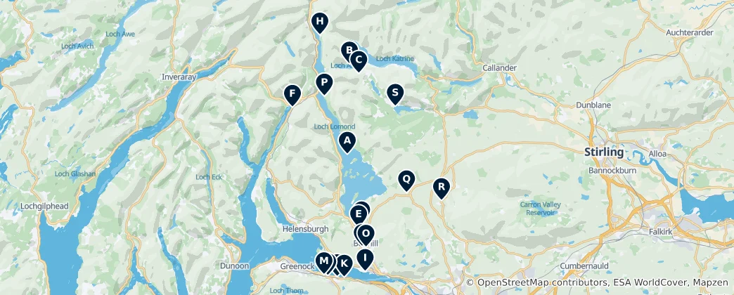 Carte de Loch Lomond Parks and Nature