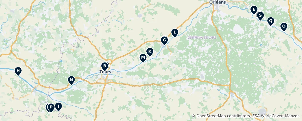 Mapa de Loire Valley Churches & Abbeys