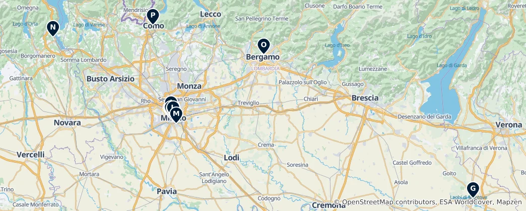 Map of Arts and Theatres in Lombardy