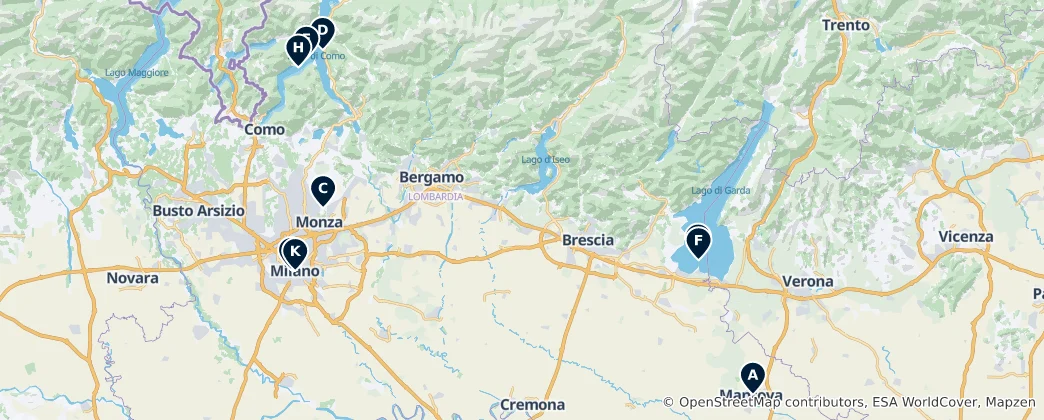 Mapa Editor's Choice: Lombardy