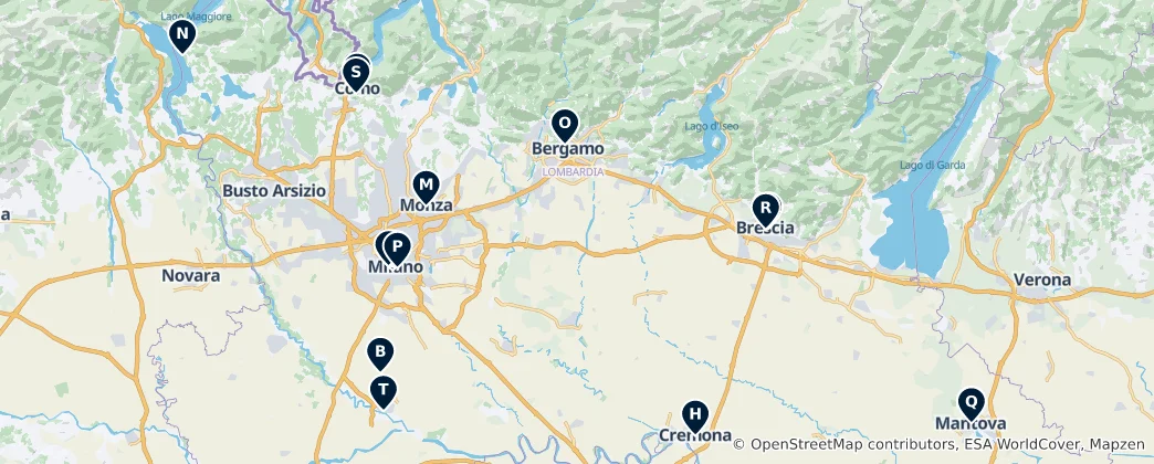 Map of Lombardy's Most Stunning Churches