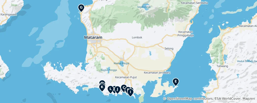 Mapa Lombok's Best Beaches & Resorts