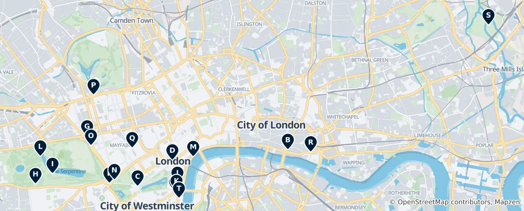 Karte von Londons Denkmäler und Statuen