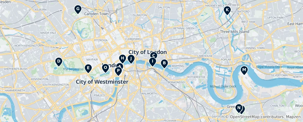Mappa di I Migliori Punti Panoramici di Londra