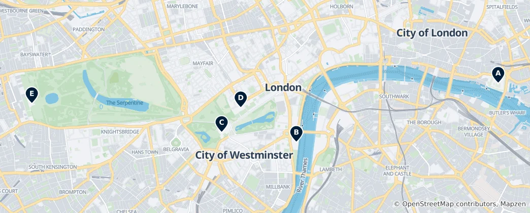 Mapa Royal Palaces and Castles