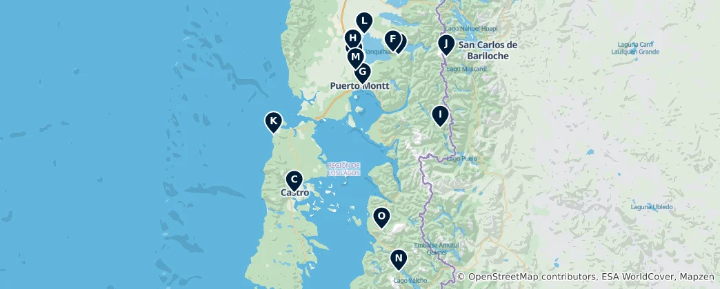 Map of Best Viewpoints in Southern Chile