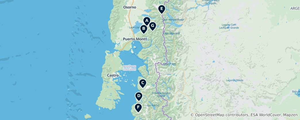 Map of Iconic Chilean Volcanoes
