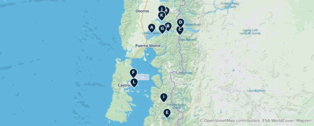 Map of Lakes and Waterfalls