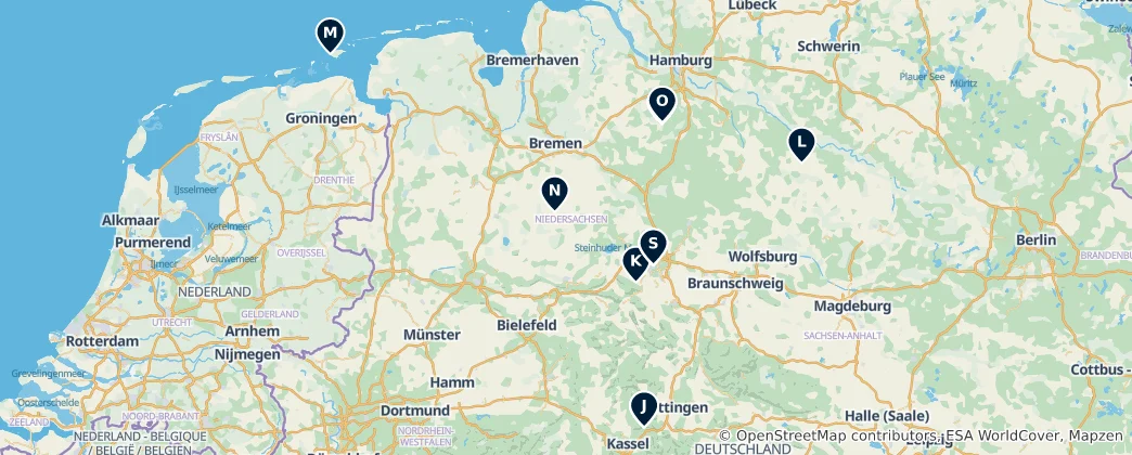 Map of Niedersachsen's Essential Landmarks