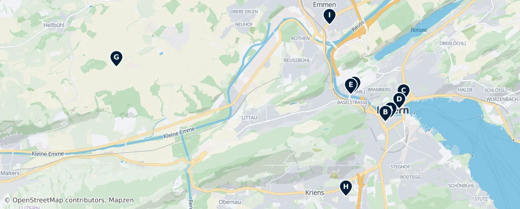 Lucerne Places of Worship — Carte