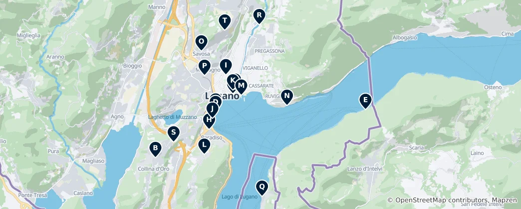 Map of Lugano's Art & Culture Hubs