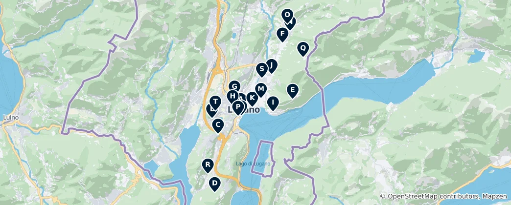 Karte von Lugano's Sacred Sites