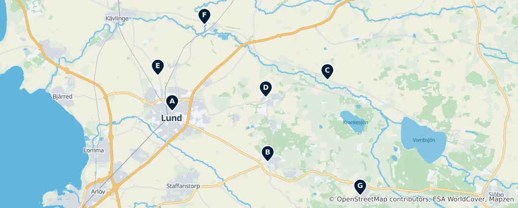 Mapa Historic Churches in Lund