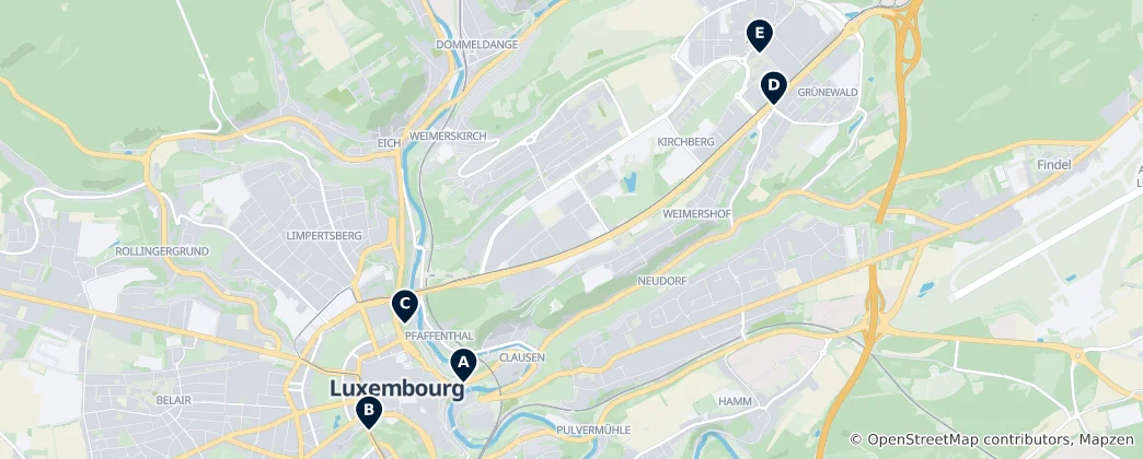 Mapa Hidden Gems in Luxembourg City