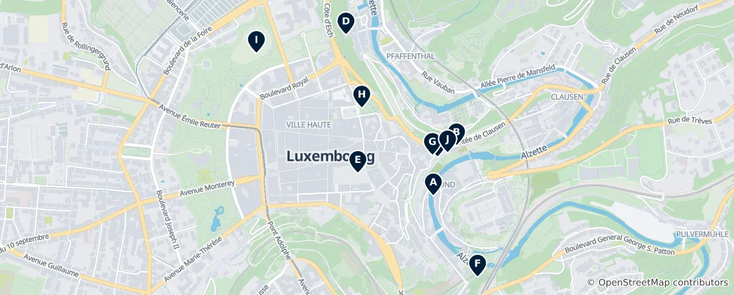 Mapa Luxembourg City Essentials
