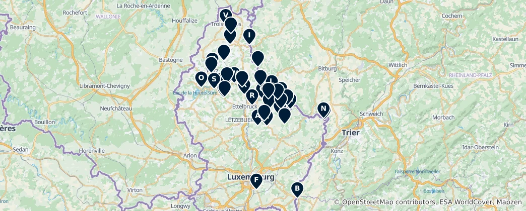 Karte von Campsites and Shelters