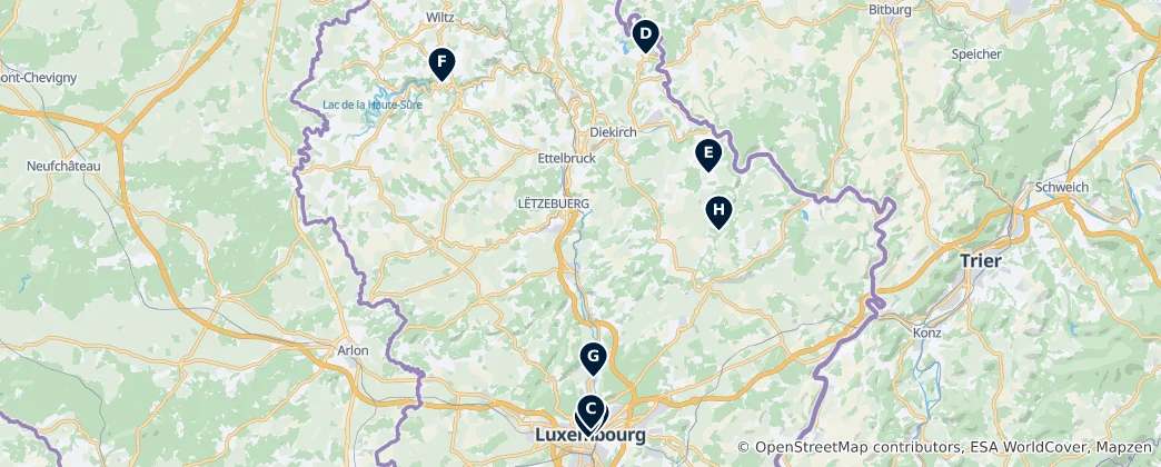 Karte von Luxembourg's Hidden Gems