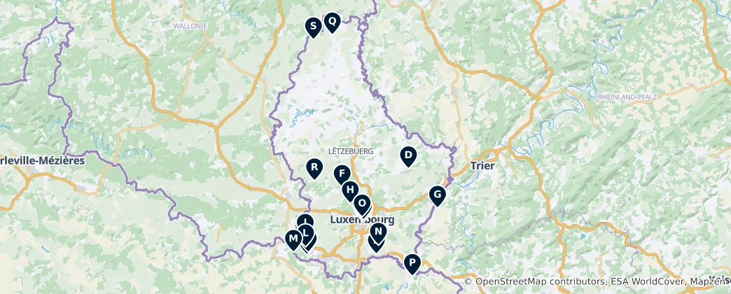 Map of Luxembourg's Sacred Sites